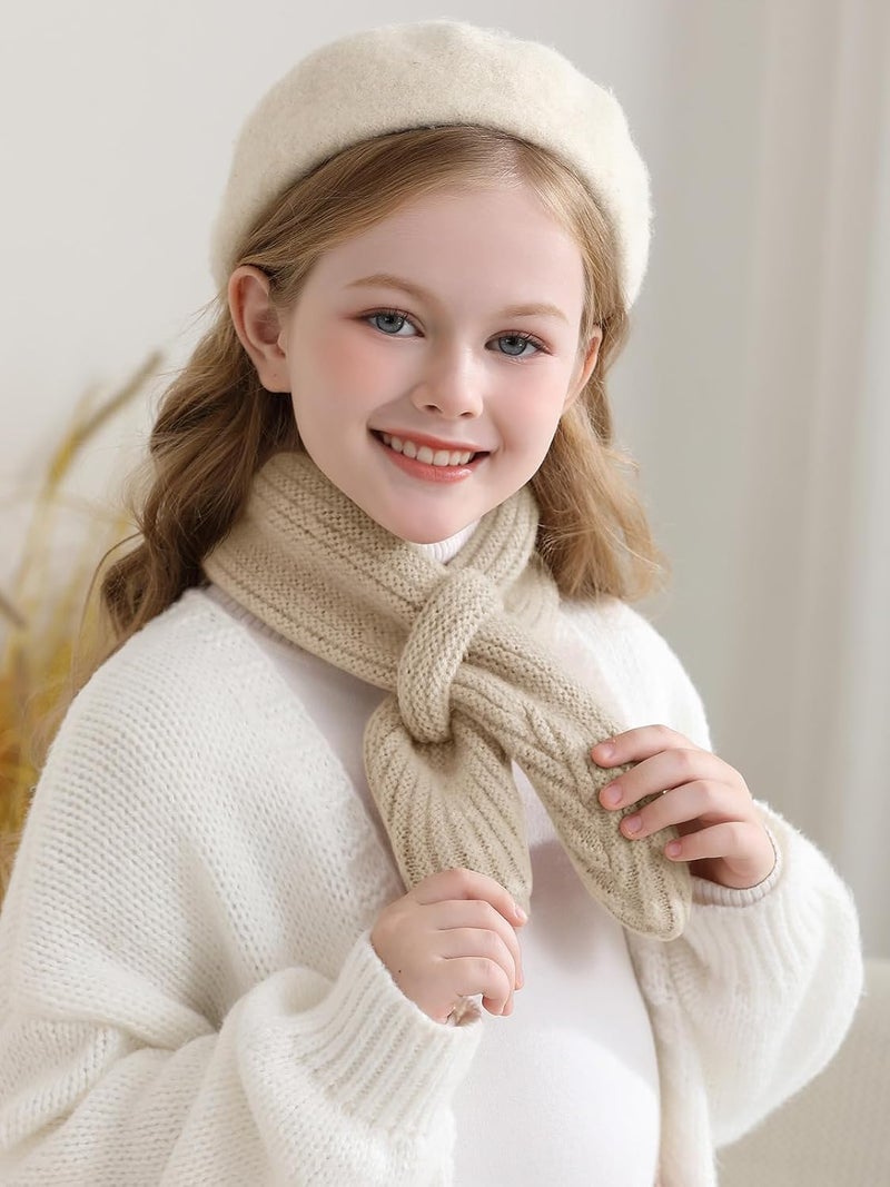 Haloumoning Kids Girls Knit Scarf Toddler Warm Winter Cross Tie Wrap Neck Warmer Cute Scarves 1-14 Years - Image 3